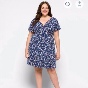 Kaela faux wrap knit dress